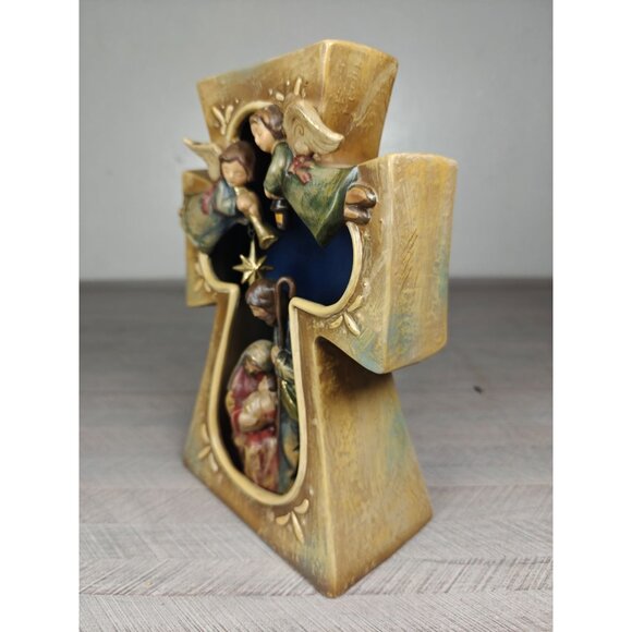 Vintage Roman Inc Nativity Cross Scene Figurine Candle Holder Hand-Painted - Picture 7 of 8